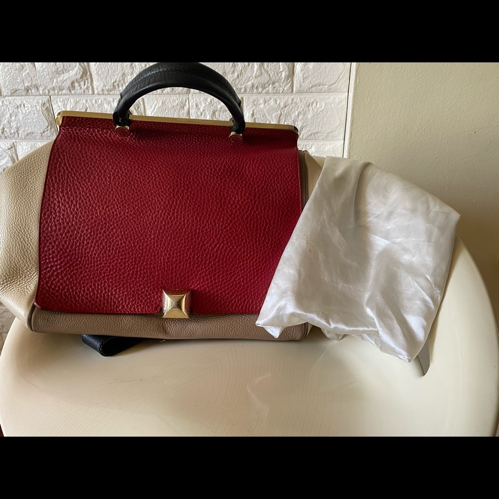 Furla tri color leather cortina bag w top handle